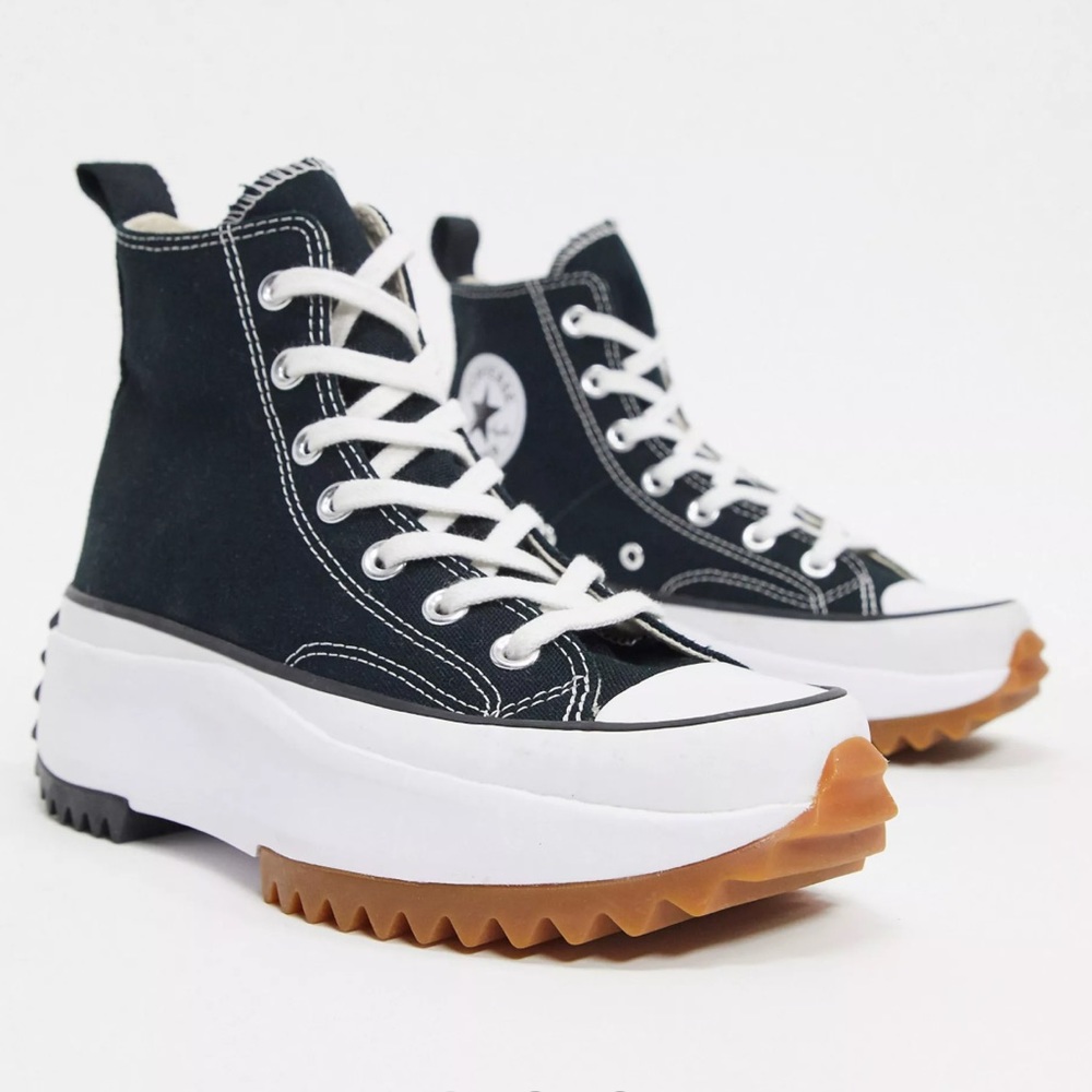 Converse Run Star Hike Hi canvas platform sneakers in black